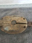 Antique Wood Bock And Tackle Metal Pulley With Hook  Farm Nautical Decor Boat