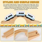 8 Pcs Wood Train Track Expansion Set Wooden Train Bridges Straight Wooden Train
