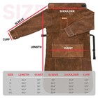 Heat Resistant Leather Welding Apron With Sleeve   6 Pockets  Brown