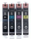 4 Pack Genuine Canon Cli-8 Ink Cartridge For Pixma Ip3300 Ip3500 Ip4200 Mp500