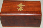 Small Vintage Brass Nauical Inlay Wood Trinket Jewelry Ring Box 4  X 2  X 2 