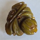 Vintage Bakelite Fur Clip Deeply Carved Spinach Green Marbled Leaf Flower Tested