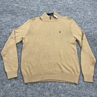 Polo Ralph Lauren Jumper Mens Medium Beige Brown 1 4 Zip Pullover Sweater Mock