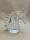 Vintage Glass Unicorn Paperweight Hand Blown Controlled Bubbles Decor Figurine