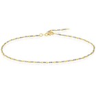14k Real Gold Two-tone Bar Lumacina Link Ankle Bracelet 9 -10  Adjustable