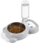 Pet Feeder And Water Dispenser Set Bowls  Cat   Dog Food And Water Bowl   Grey 