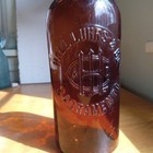 Hall Luhrs   Co Sacramento With Fancy Monogram Amber Western Whiskey Bottle
