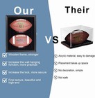 2 Football Display Case Wall Mount Lockable Clear Double Ball Black  Black 