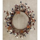 New Primitive Berry Candle Ring Rusty Stars 4  Navy Burgundy Ivory Americana