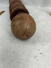 Antique Turned Wood Post  Finial 18 Inches 19th C Red Wash   18 In Original