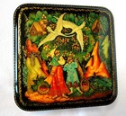 Vintage Palekh Lacquer Box  Hand-painted   Signed Russian Fairy Tale  216