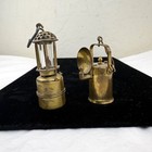 2 Miniature Antique Brass Miners Lamps
