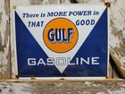 Vintage Gulf Porcelain Sign Old Gasoline Gas Pump Plate Us Motor Oil Service 17 