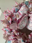 Christmas Ribbon Front Door Wreath Rose Gold Pink Glitter Peppermint Gingerbread