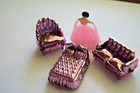 Vtg Gumball Charm Cracker Jack 60 s Hk Rare Pink Eppy Irridescent Furniture Set