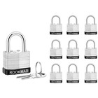 Keyed Alike Laminated Steel Padlocks  Eco-friendly 10 Pack  Durable Security Loc