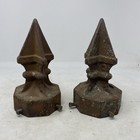2 Antique Vtg Cast Iron Fence Post Gate Finial Cap Topper Victorian  8    Tall