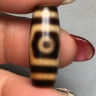 Rare Tibetan Ivory Color Old Agate Dzi  3 Eyes  Bead Amulet 28mm S0219