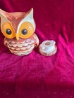 Vintage Ceramic Owl Figurine Decorative Container H 5   