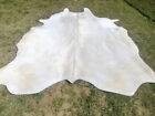 Huuuuuge     8x7 Ft  White Cowhide Rug Natural Hair On Cow Hide Skin Light Beige