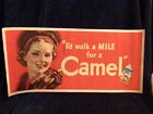 Vintage Camel Id Walk A Mile For A Camel Litho 1937 Sign