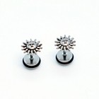2pcs Stainless Steel Fashion Sun Sunflower Stud Earrings Piercing Men Women