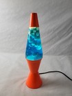 Vintage 1990 s Lava Lite Lava Lamp Blue Liquid   White Lava Orange Base Working