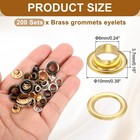 200 Sets Grommets Eyelets  6mm Brass Self Backing Eyelets  Gold Tone