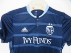 Sporting Kansas City Jersey Mens Large Adidas 2016 Away Jersey Blue Mls Soccer