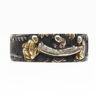 Fuchi    bamboo Forest And Figures    Shakudo Japanese Antique Sword Fitting Samurai