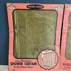 Vintage Ex-cell Green Floral Vinyl Plastic Window   Shower Curtain Set Retro Usa