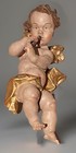 Antique Carved Wood Putto Cherub Flute-playing From Italian Church 14   