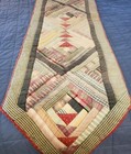 Hand Stitched Quilted Extra Long Table Runner 76x16 Log Cabin Design In Pastels 