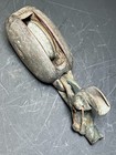 Vintage Antique 4  Block And Tackle Single Wheel Pulley Wood Iron Brass Hardware
