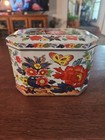 Vintage Daher Tin Canister Hinged Lid England Multicolor Floral Butterfly Couple