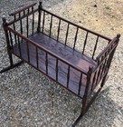 Antique Late 1800 s  Wooden Victorian Rocking Cradle Baby Crib