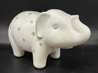 Tiffany   Co  Piggy Bank Elephant Theme Green Patches Pottery White No Box