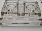 Antique Clear Heavy Glass Desk Dual Inkwell Pen Holder No 50d 7 5  X 6  One Chip