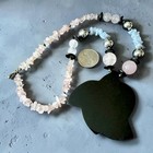 Lee Sands Rose Quartz Necklace Mother Of Pearl Flower Pendant Vintage 1990s