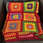 Vtg King Size Handmade Granny Square Throw Blanket Multicolor Afghan 108x108   