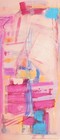 1970s Abstract Mixed Media Painting Pastels Mid Century Modern Pink Blue Vintage