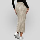 Women Ribbed Pencil Skirt Apricot Bodycon Stretch Warm Soft Casual Size Medium