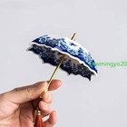 Blue And White Porcelain Tea Strainer Umbrella Shape Teaware Tea Table Decor