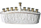 Lenox Judaic Hanukkah Menorah Embossed Ivory Porcelain Usa Made New Imperfect