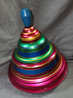 Vintage Spinning Top Metal Tin Toy Wood Handle Ohio Art 9    Rare -tested Spins