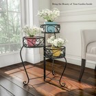 Plant Stand 3-tier Indoor Or Outdoor Metal Home And Garden Display  Black