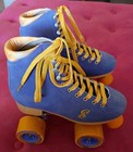 Candi Girl 4-wheel Roller Derby Skates Purple Suede Yellow Wheels Women s Size 6