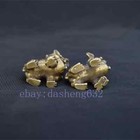 Hot Chinese Antique Brass Pair Of Lion Pendants Copper Desktop Accessories