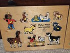 2 Fisher-price Vintage Wooden Peg Puzzles  Farm Animals   Nursery Rhymes
