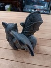 Reclining Gargoyle Cat Figurine     Resin Gothic Decor  Winged Familiar Statue
